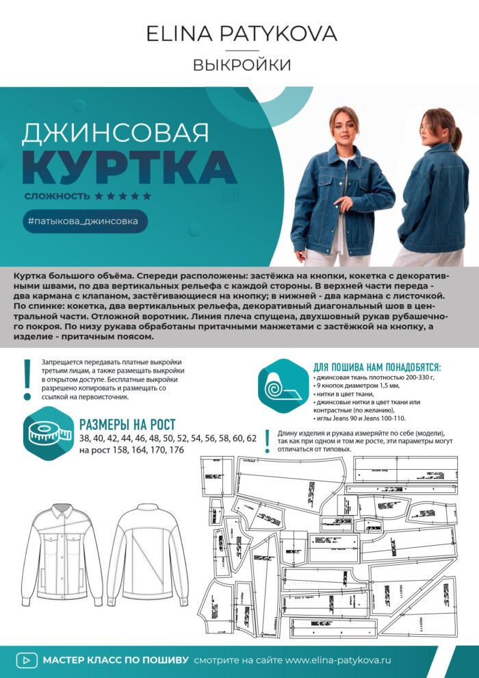 Джинсовая куртка (женщины) - печатная выкройка — изображение 2