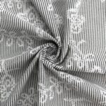 Хлопок - Цветы на черной полоске